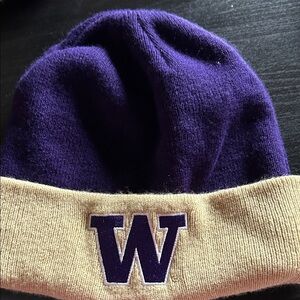 adidas Purple and Cream Beanie with 'W' Emblem